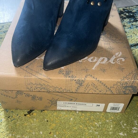 New Free People Dakota Studded western blue boots 38 - Picture 4 of 11